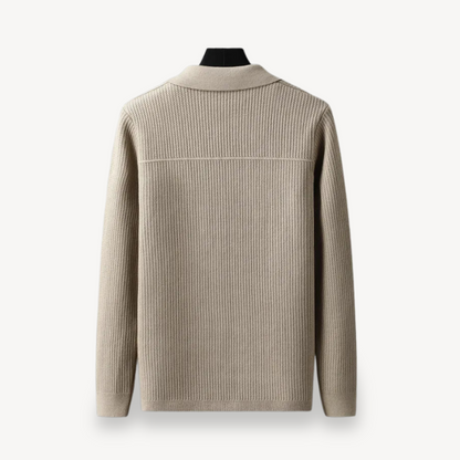 Textured Crew Neck Mens Cardigan