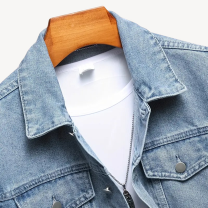 Navy Blue Casual Men's Jeans Jacket