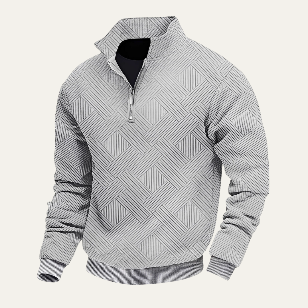 Men's Patterned Fleece Quarter Zip Sweater