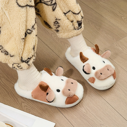 Comfortable Cow Fur Soft Slippers for Women