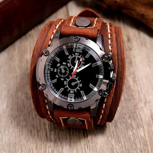 Classic Leather Mens Watch | Brown Handmade Strap - OutfitLondon