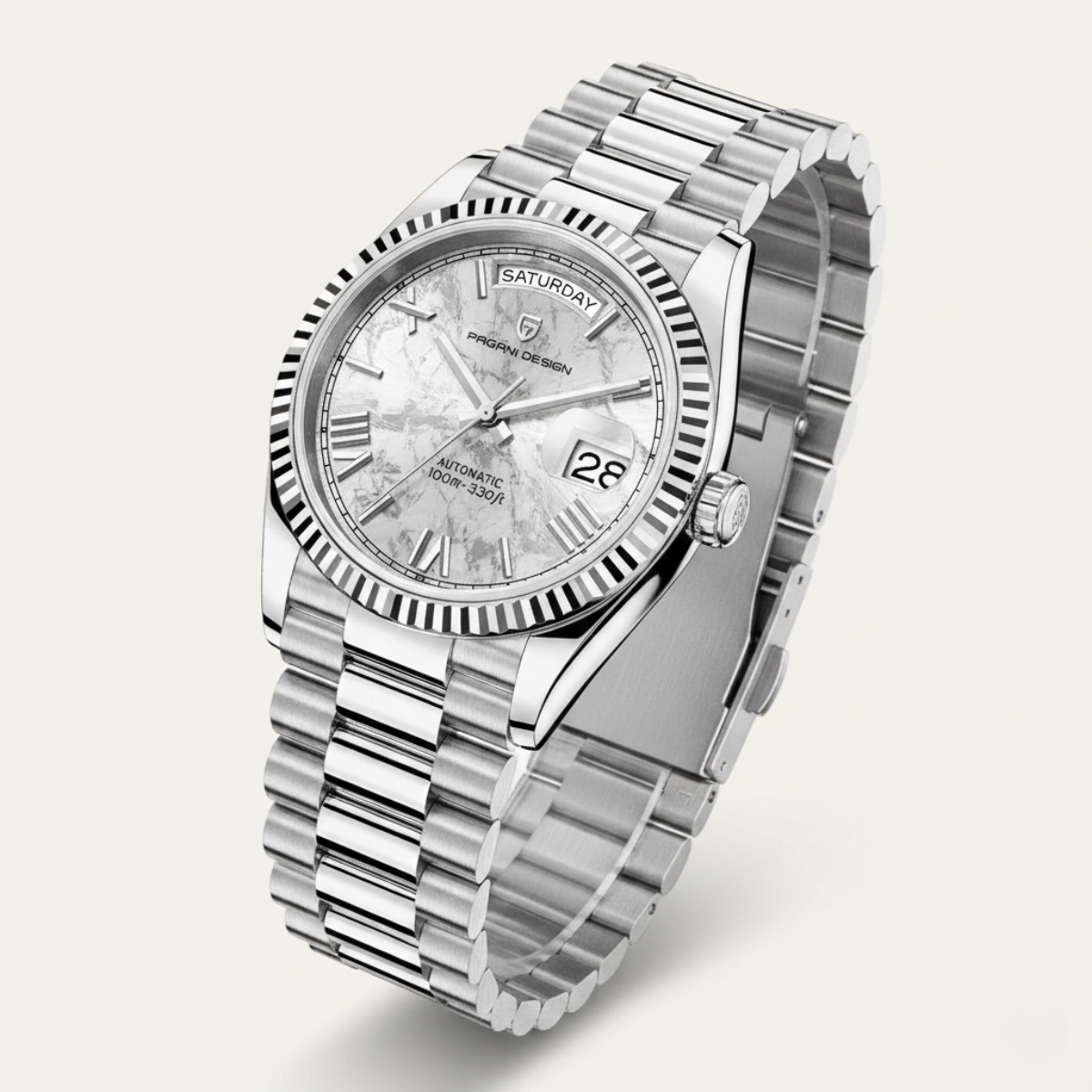 Men's Luxury Quartz Watch with Silver Strap