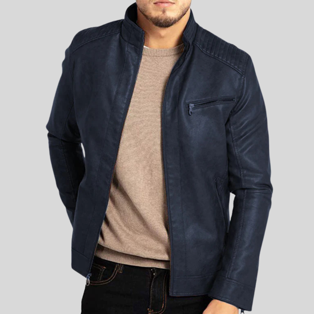 Waterproof Mens Biker Leather Jacket