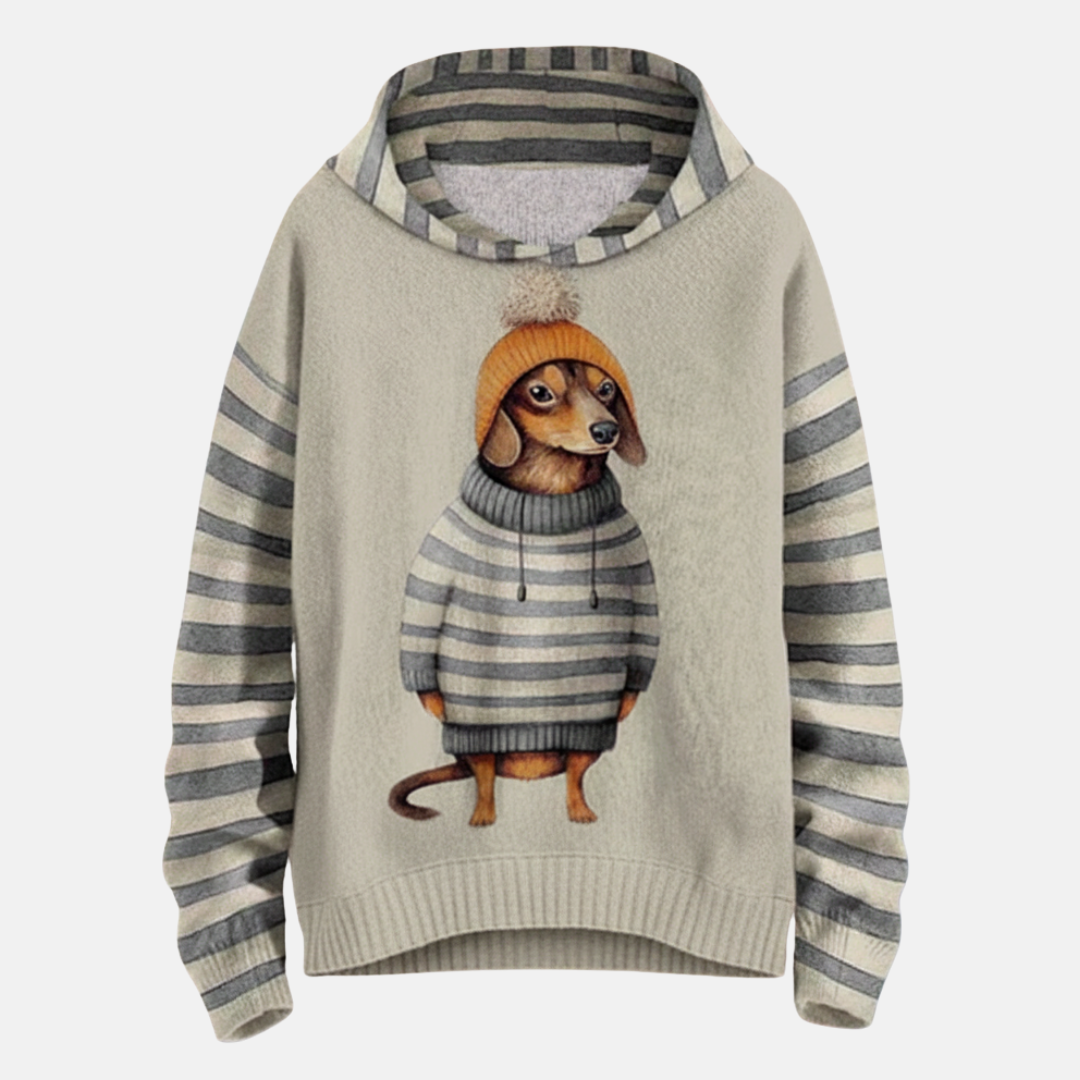 Casual Women's Hoodie with Fun Dog Graphic