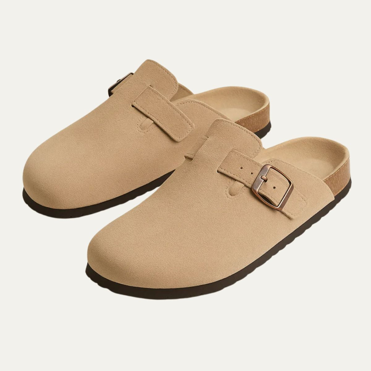 Comfortable Beige Suede Moccasin Slippers for Men
