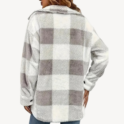 Warm Checked Winter Coat for Ladies
