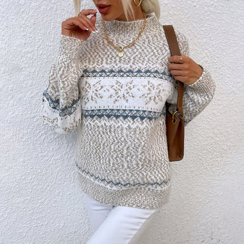 Cozy Snowflake Design Ladies Knitted Jumper - OutfitLondon