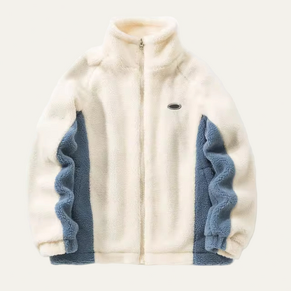Men's Warm Graphic High Neck Fleece Jacket