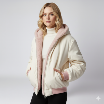 Warm Reversible Puffer Jacket for Women