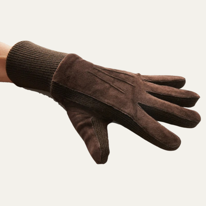 Warm Men's Suede Gloves with Fleece Lining