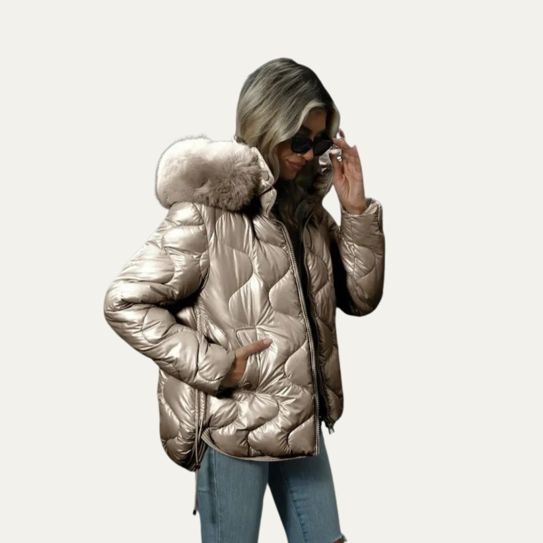 Shiny Insulated Puffer Coat for Women