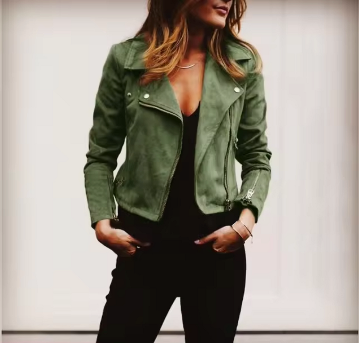 Stylish Faux Leather Biker Jacket
