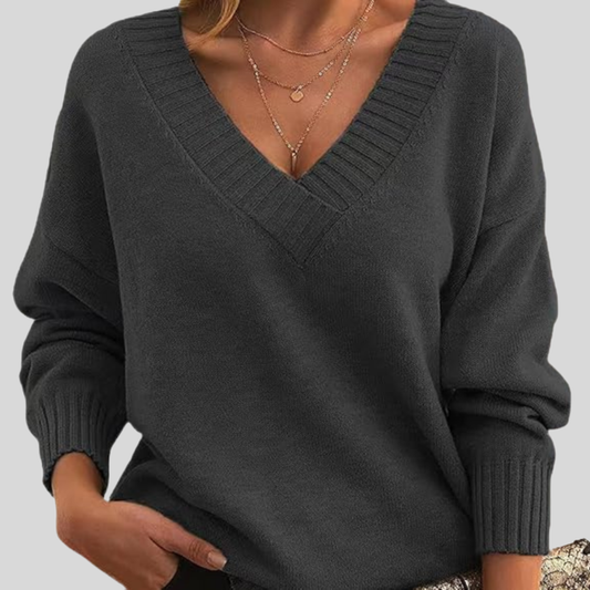 Comfortable Casual V-Neck Pullover Sweater - OutfitLondon