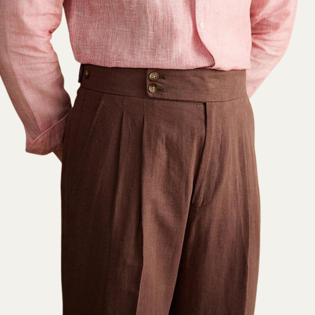 Classic Fit Pleated Cuffed Men's Pants