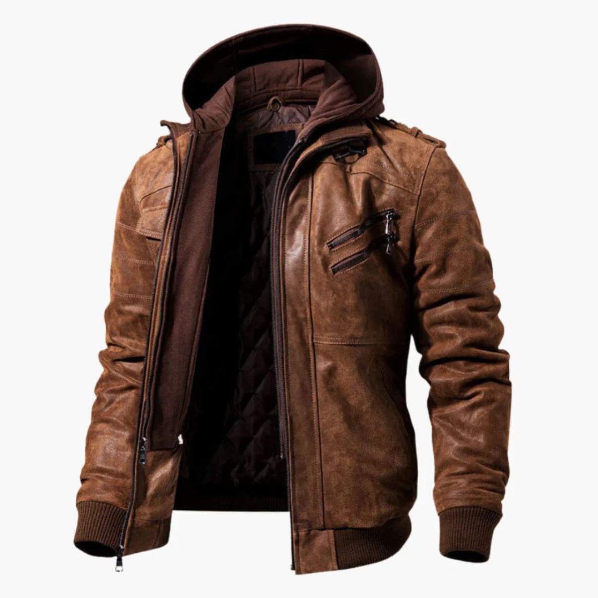 Men's Synthetic Biker Style Jacket