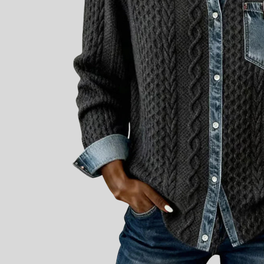 Blue Patched Cotton Button Down Shirt