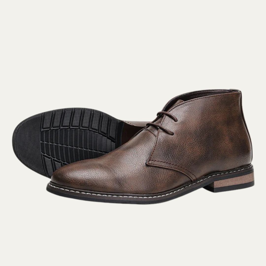 Simple Brown Leather Chukka Boots