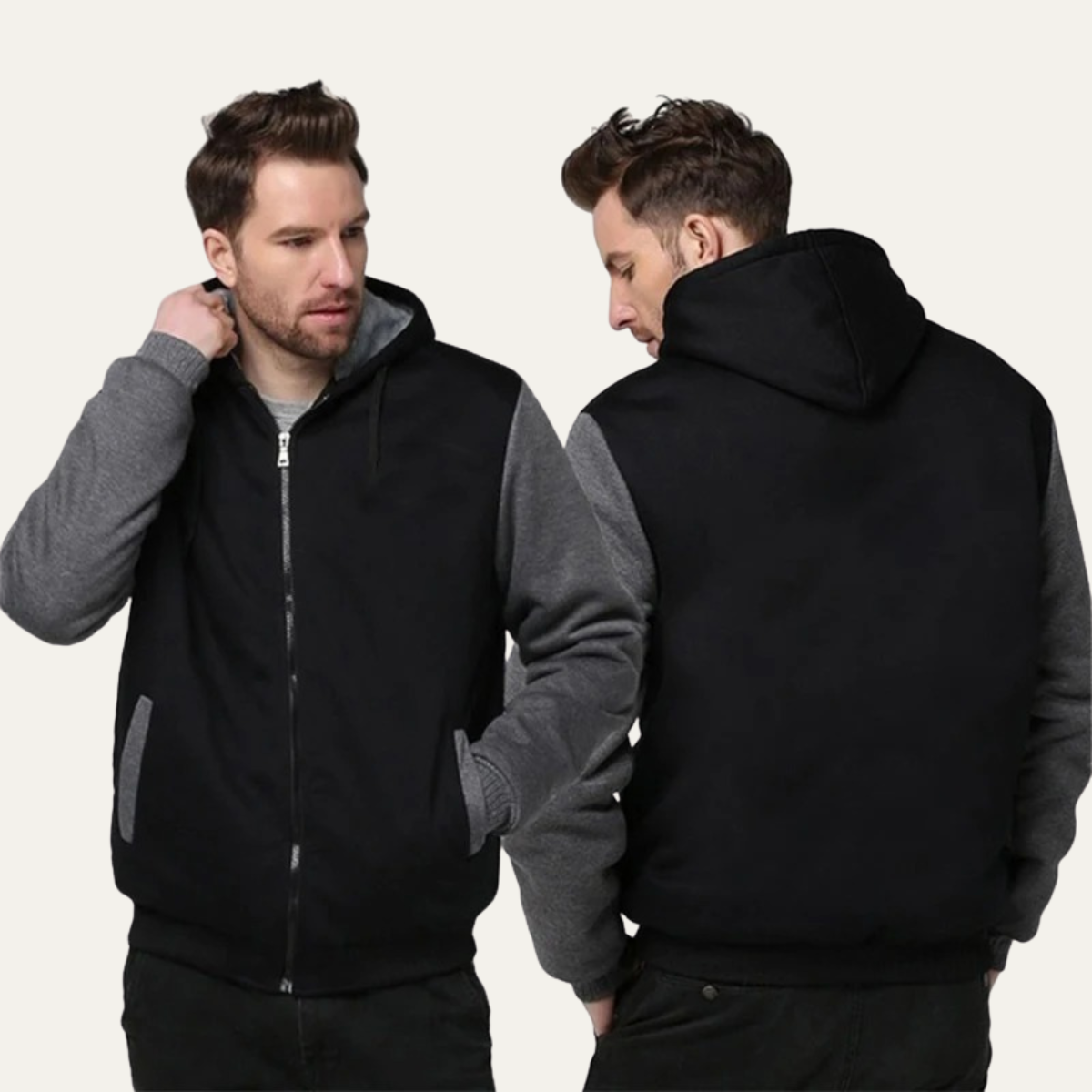 Warm Men's Fleece Hoodie with Sherpa Lining