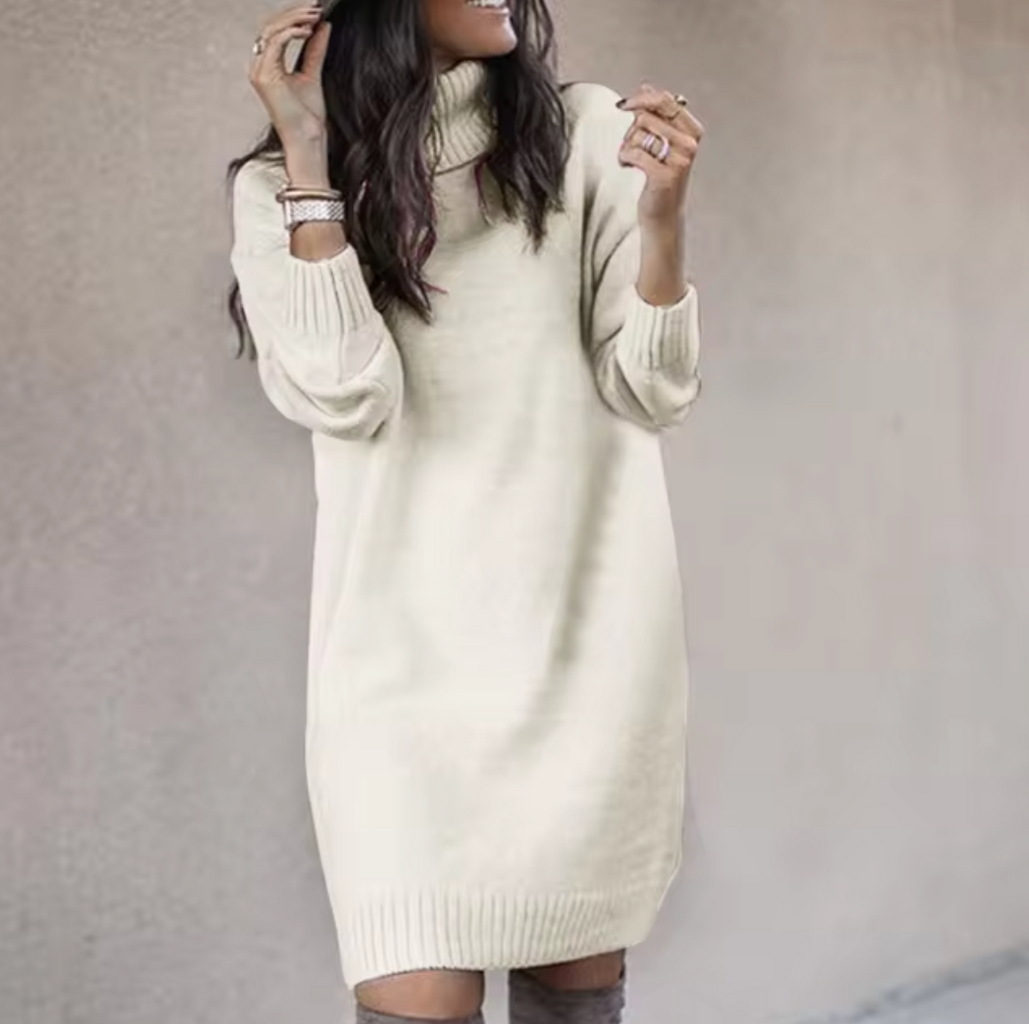 Cozy Cold Weather Turtleneck Sweater Dress