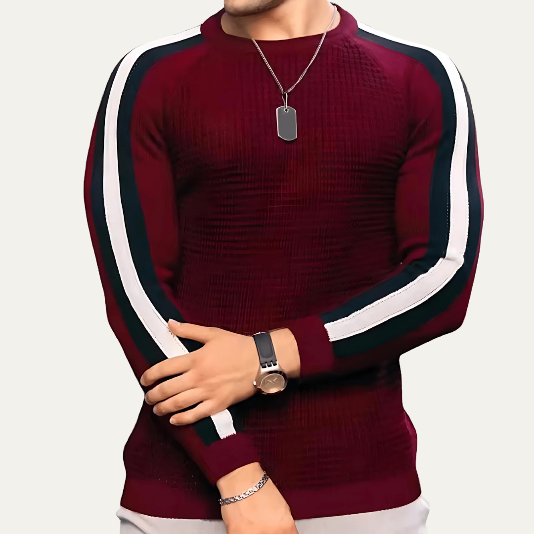 Men's Classic Fit Striped Crew Neck Sweater