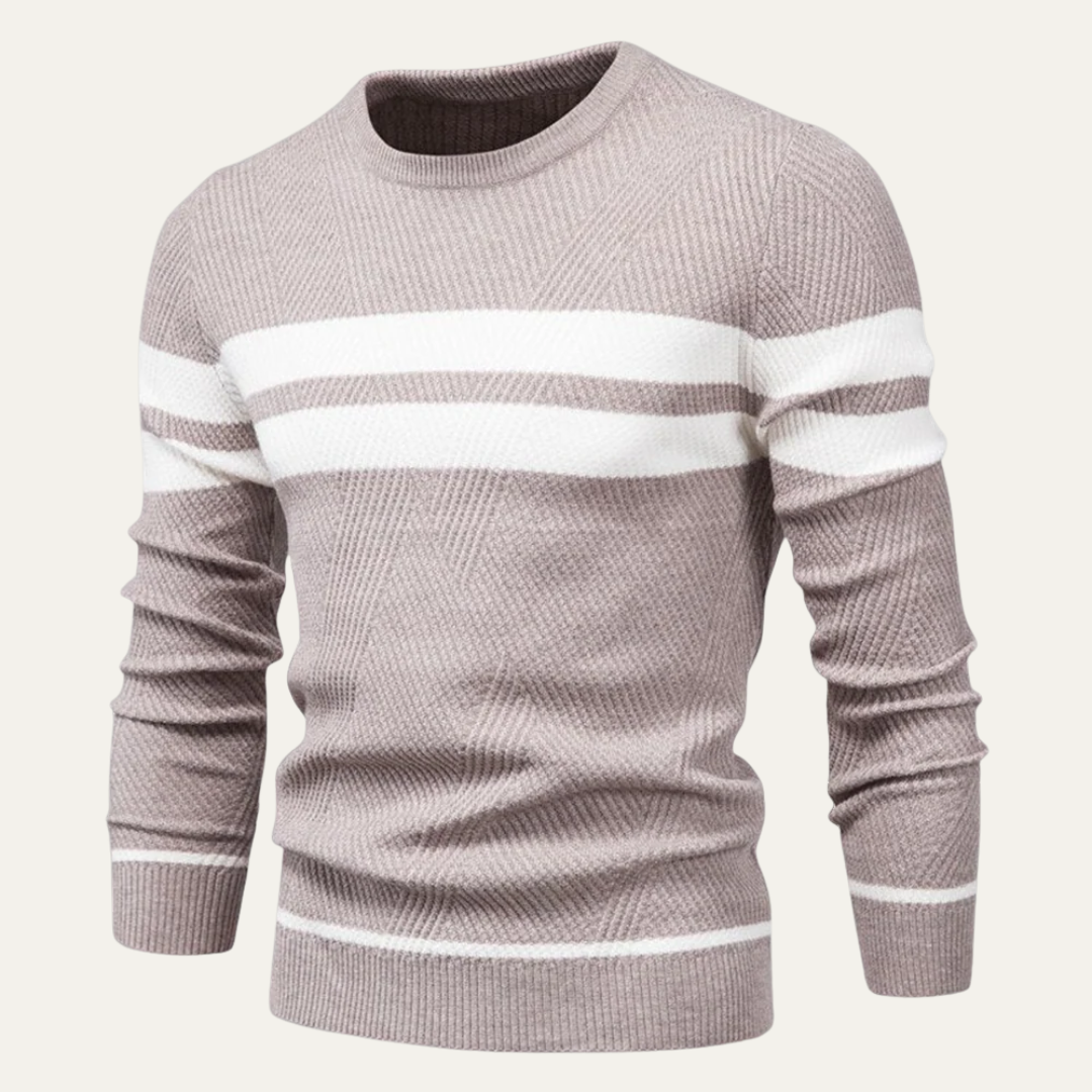 Classic Two Tone Crew Neck Knit Sweater