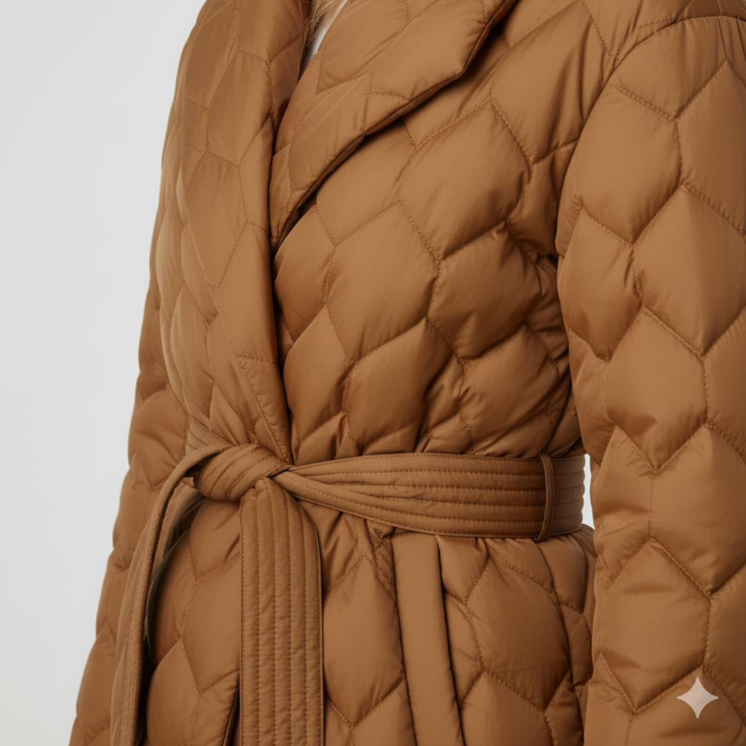 Warm Women's Down Parka Jacket with Belt