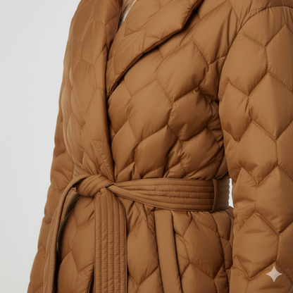Warm Women's Down Parka Jacket with Belt