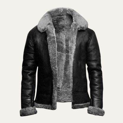 Men's Luxury Faux Leather Aviator Coat