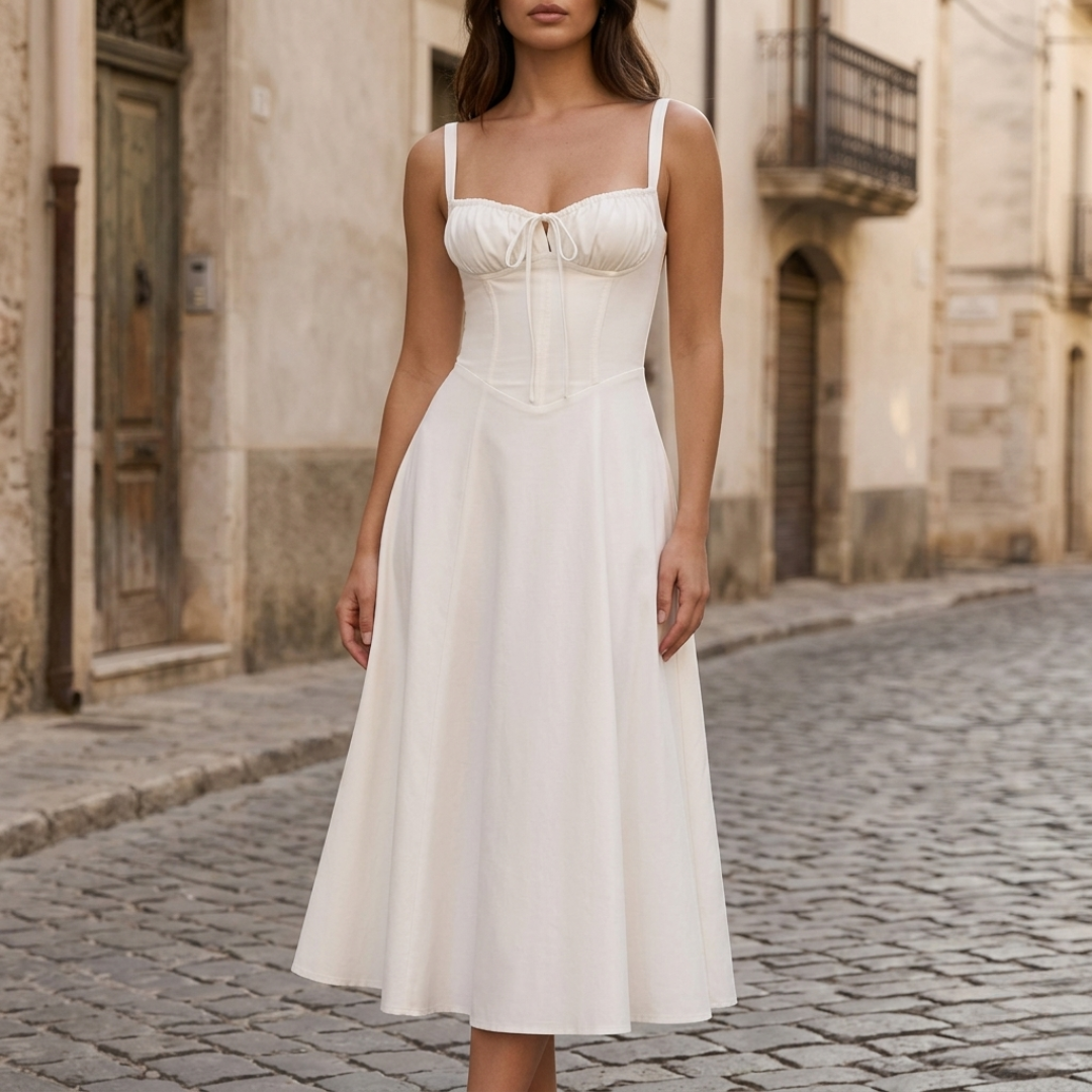 Casual Fit Summer Midi Dress with Square Neckline
