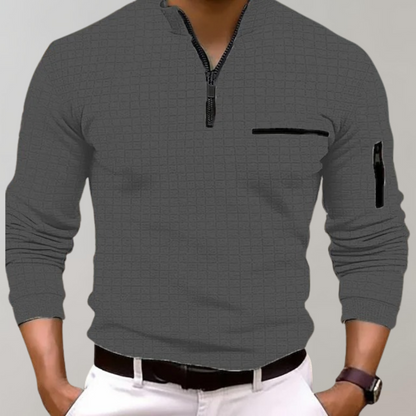 Men's Textured Zip Up Fleece Jacket
