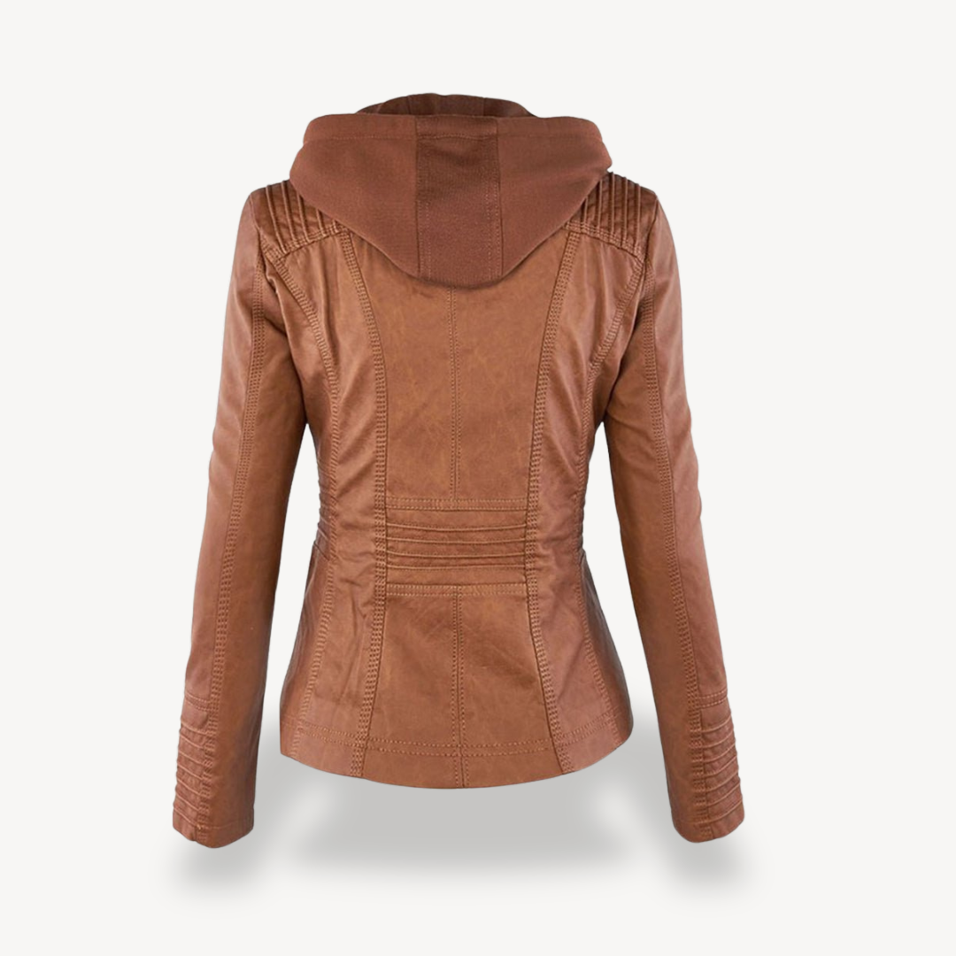 Ladies' Rainproof Faux Leather Parka Coat