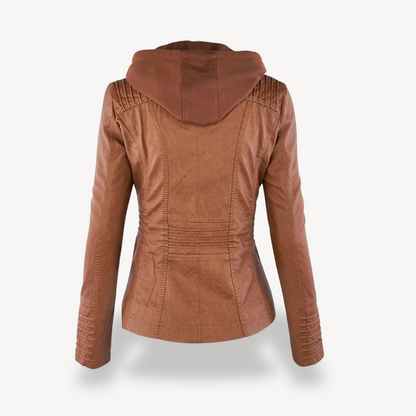 Ladies' Rainproof Faux Leather Parka Coat