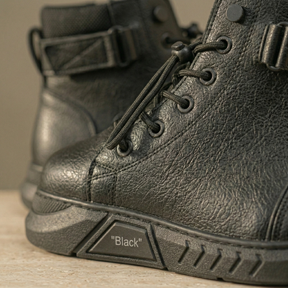 Comfortable Tall Leather Ankle Boots with Zipper