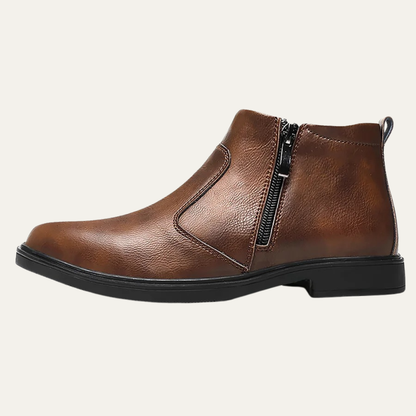 Classic Mens Leather Ankle Boots with Zipper