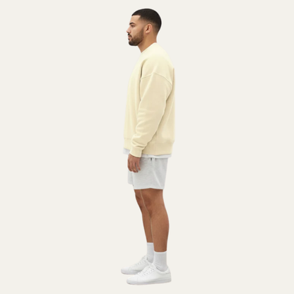 Relaxed Fit Crew Neck Sweatshirt With Raw Edge Detail