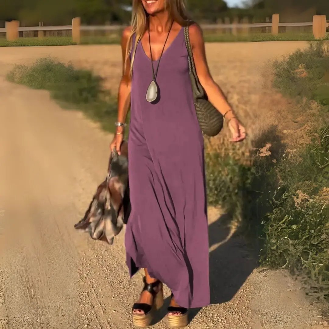 Comfy V-Neck Summer Maxi Dress