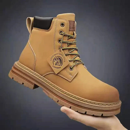 Stylish Men's Leather High Top Boots with Strong Sole