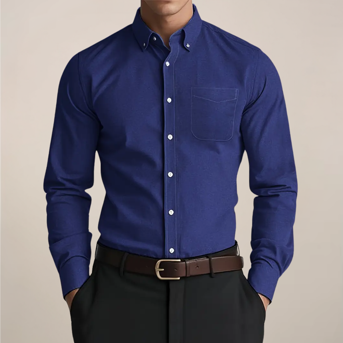 Casual Men's Button Down Long Sleeve Shirt