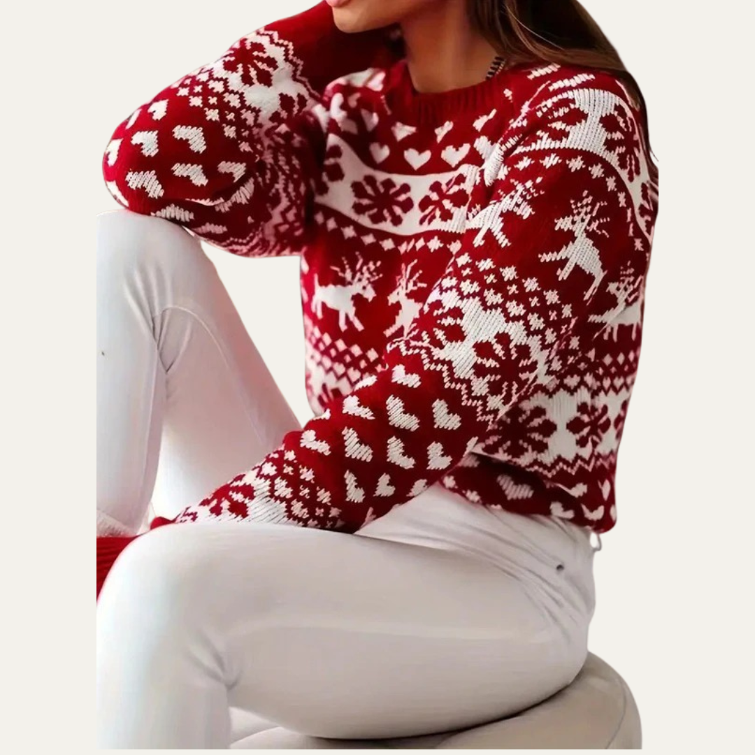 Colorful Winter Fair Isle Knit Sweater