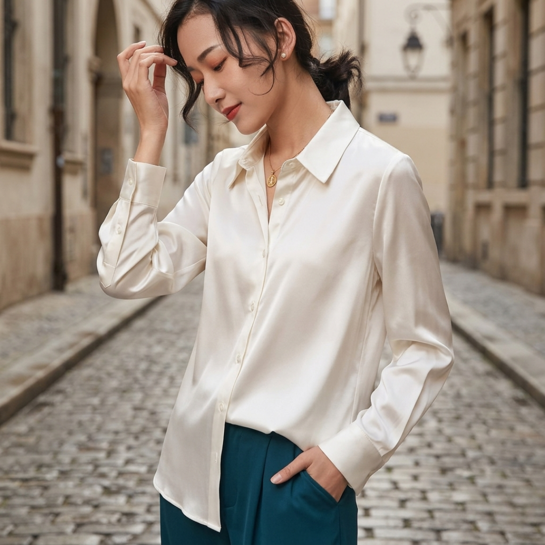 Ladies Elegant Long Sleeve Work Blouse Shirt