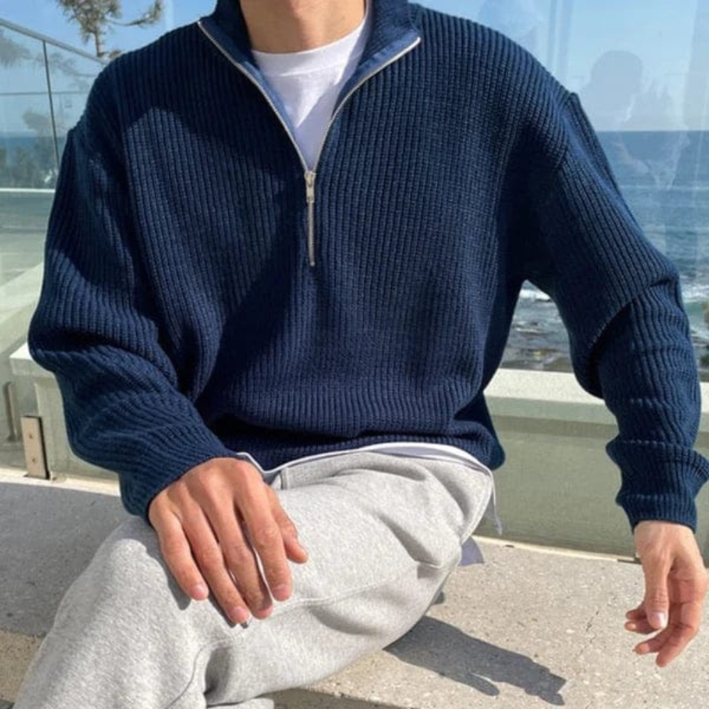 Comfortable Mens Knit Zip Up Sweater