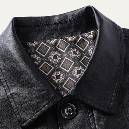 Classic Mens Leather Bomber Winter Coat