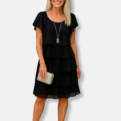 Flowy Tiered Ruffle Sleeve A-Line Dress