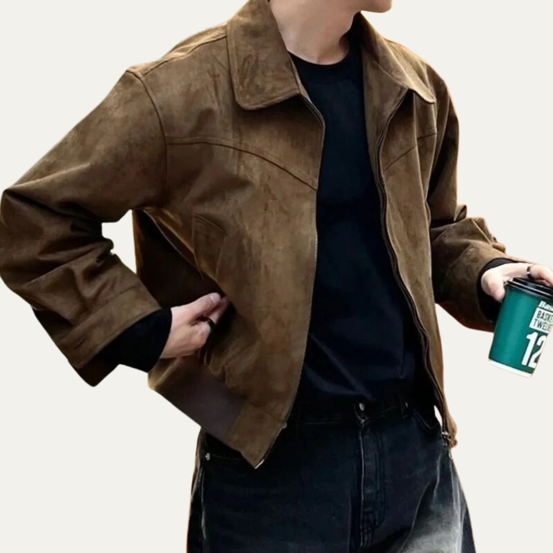 Men's Short Zip Up Denim Jacket