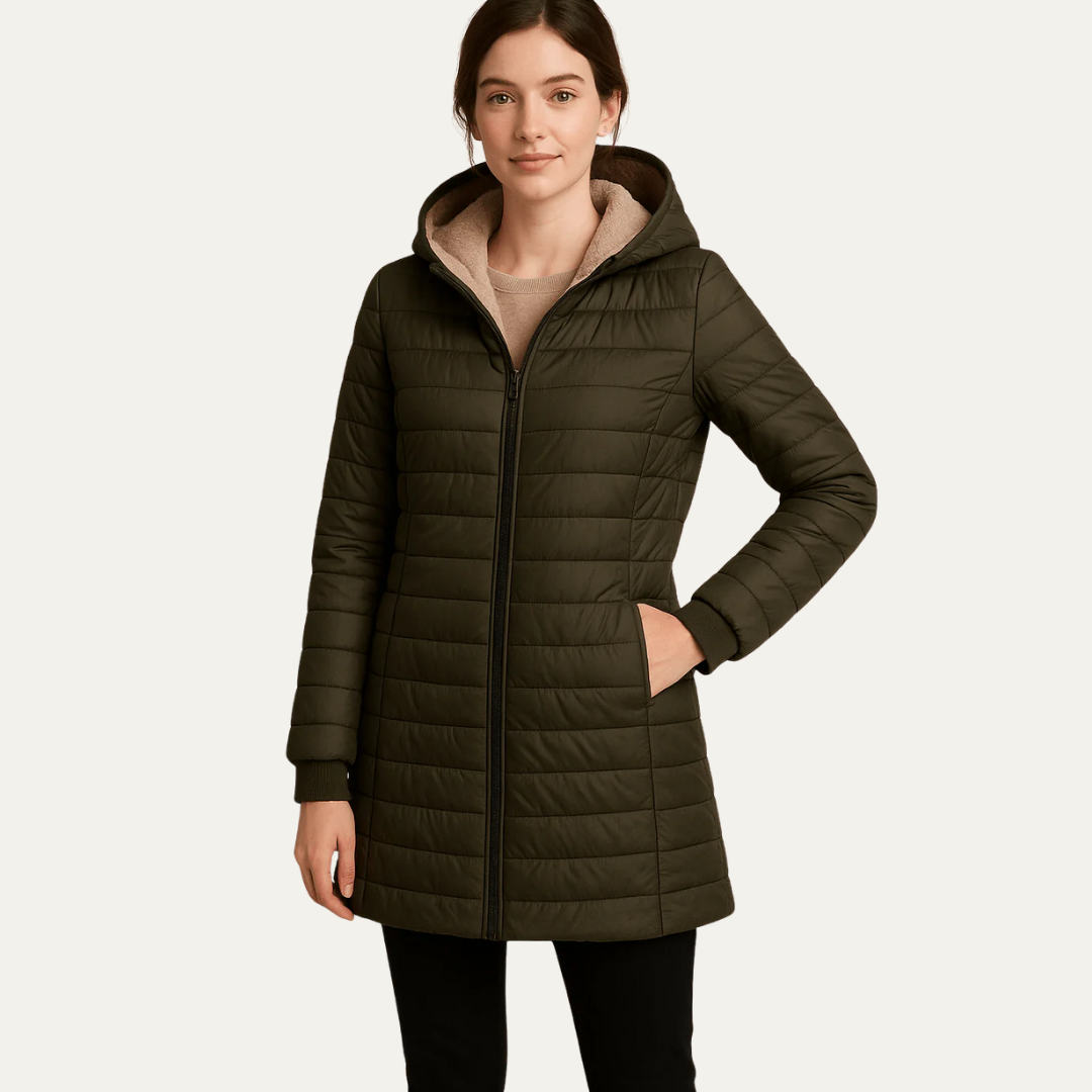 Warm Insulated Mid Length Puffer Jacket