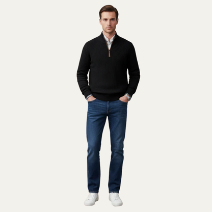 Men's Warm Crew Neck Quarter Zip Sweater