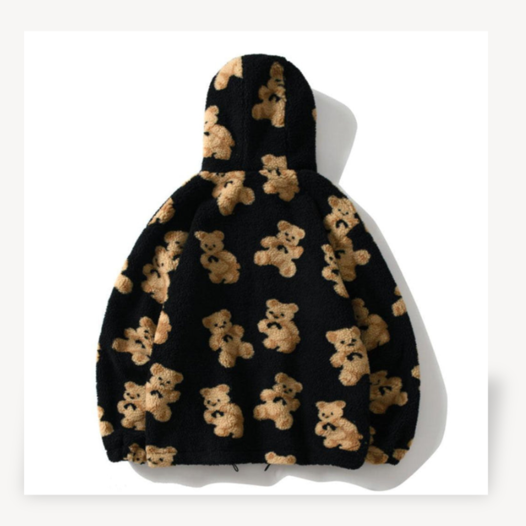 Cute Bear Print Women's Hoodie Jacket