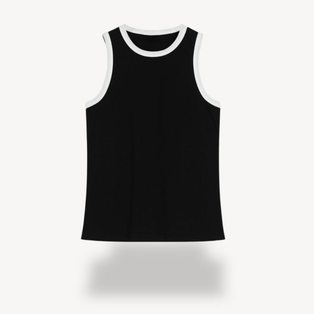 Women's White Trimmed Sleeveless Summer Top
