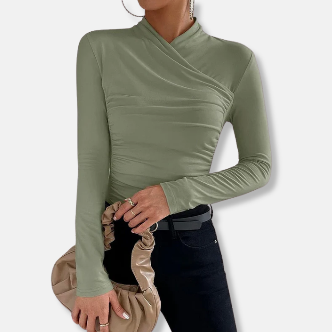 Comfortable Ruffled Neck Long Sleeve Women's Blouse