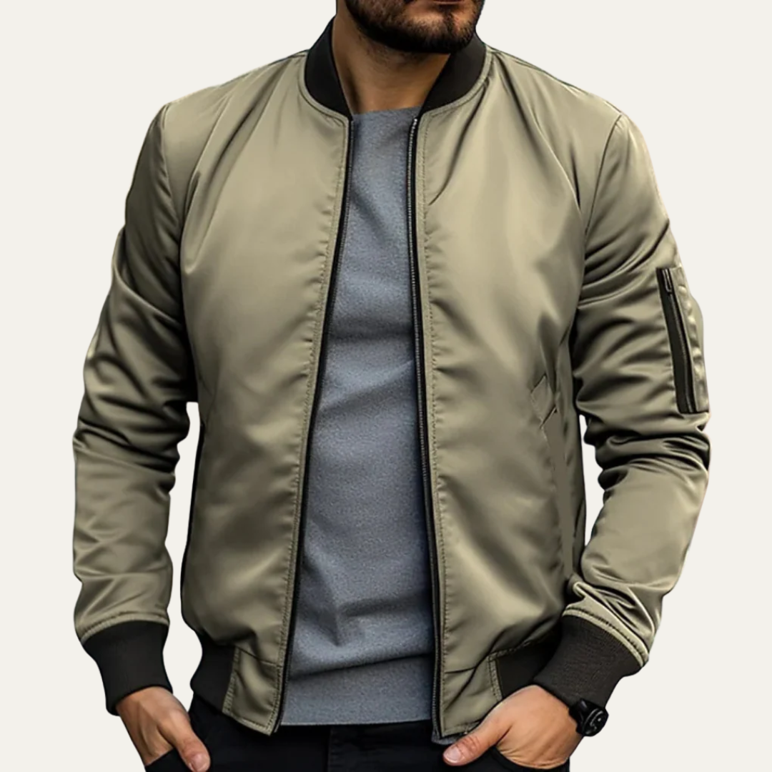 Men's Vintage Fit Ribbed Bomber Jacket